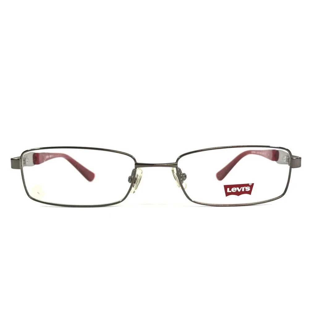 Levis Eyeglasses Frames LS2524 A009 Silver Red Rectangle Wire Rim 53-18-135